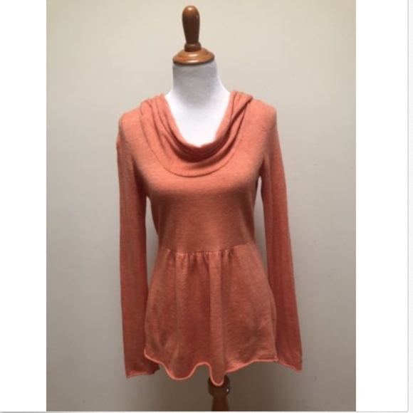 Anthropologie Sweaters - Moth Orange Crowl Neck Hooded Wool Tunic Sweater